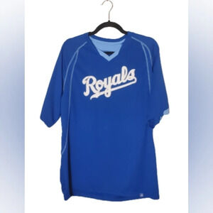 Kansas City Royals Majestic Blue and White Baseball Polyester Jersey Size Large